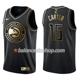 Camiseta Hombre NBA Atlanta Hawks Vince Carter 15 Nike Negro Golden Edition Swingman